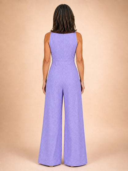 Ravello Wide-Leg Jacquard Floral Jumpsuit