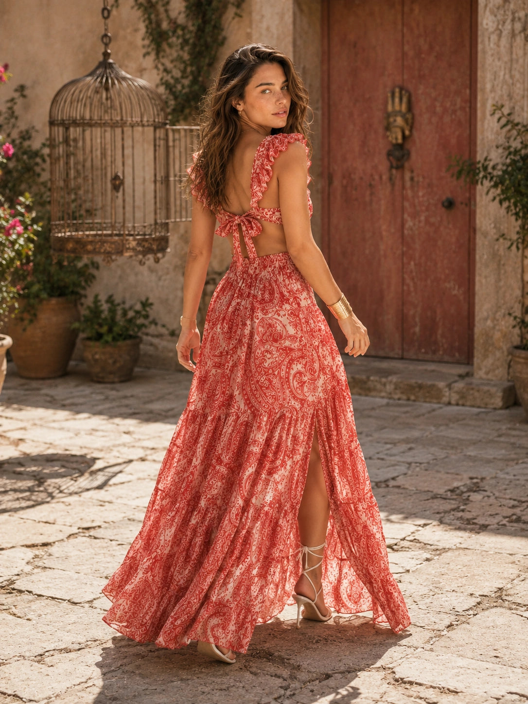 Sayulita Ring-Buckle Cutout Maxi Dress