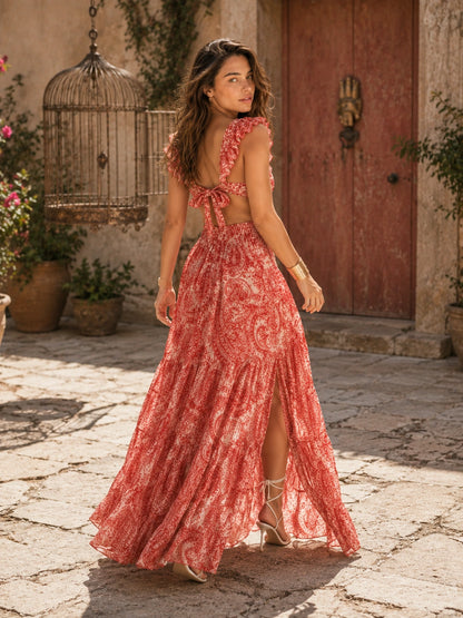 Sayulita Ring-Buckle Cutout Maxi Dress