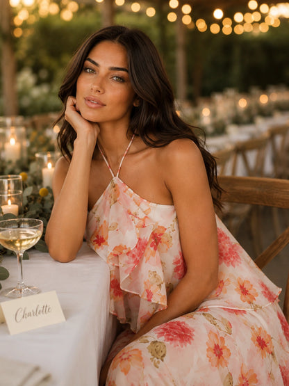 Rosemary Halter Tiered Maxi Dress