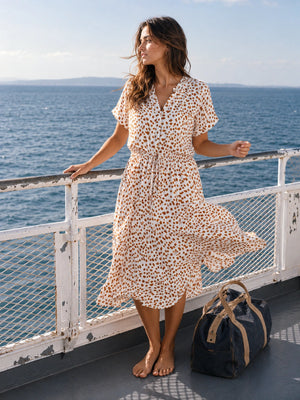 Cambria Dot Short-Sleeve Shirt Dress