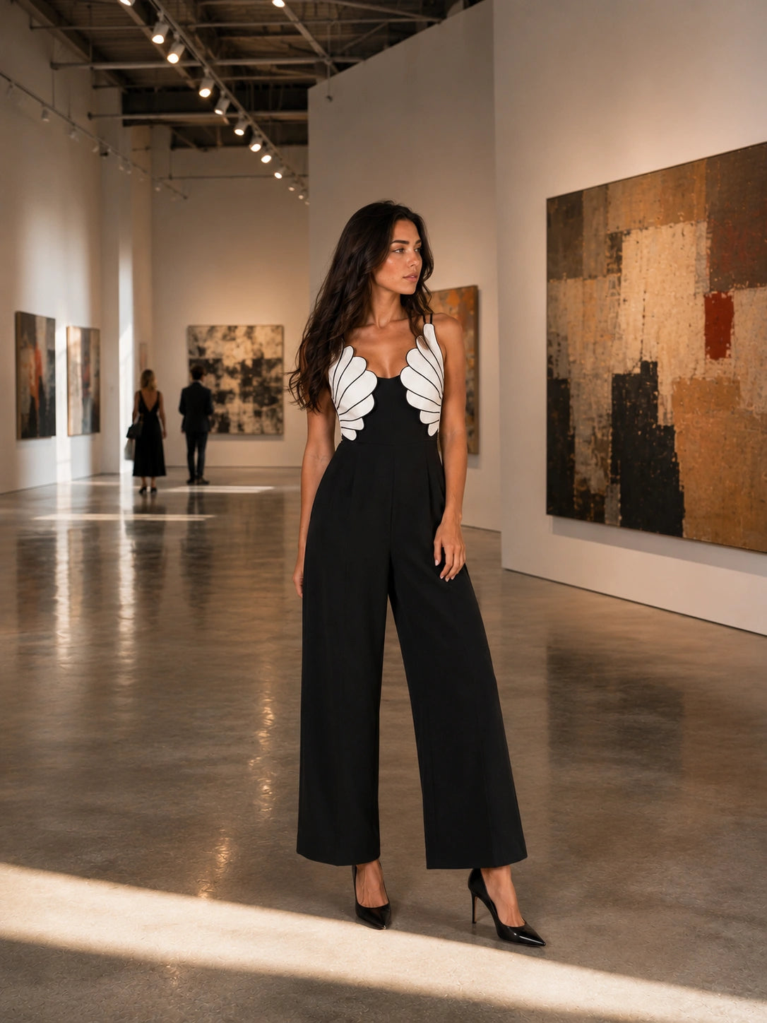 Cassis Colorblock Wide-Leg Shell Jumpsuit