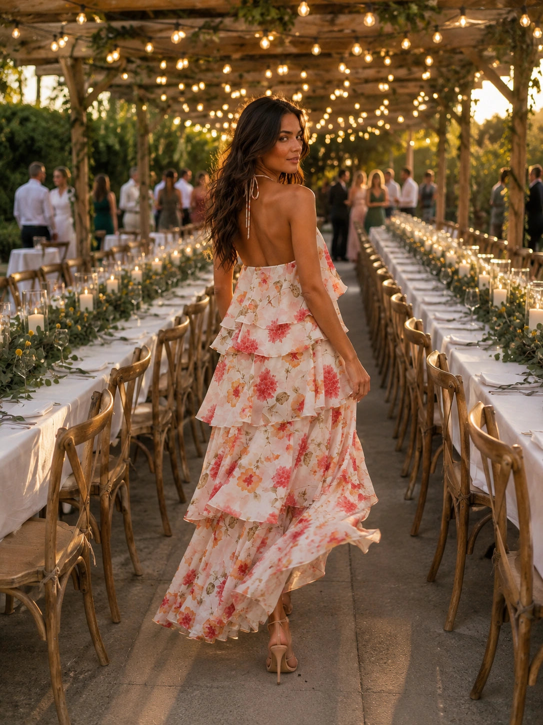 Rosemary Halter Tiered Maxi Dress