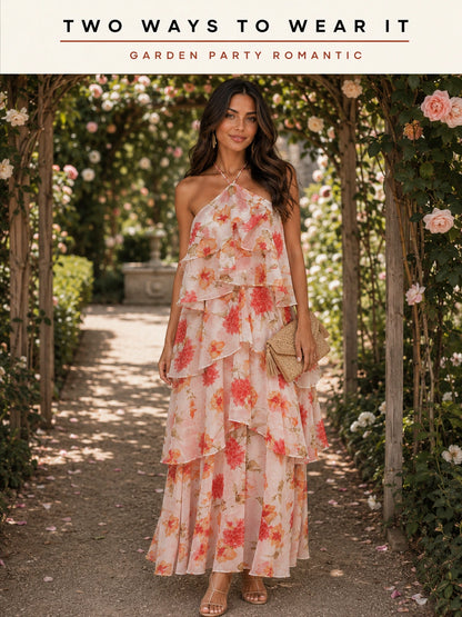 Rosemary Halter Tiered Maxi Dress