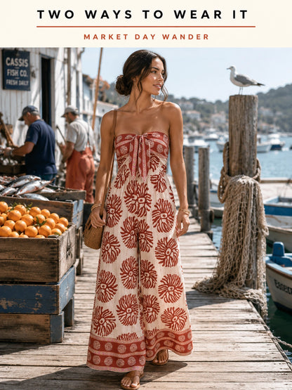 Avoca Coral Smocked Wide-Leg Jumpsuit