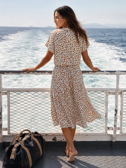 Cambria Dot Short-Sleeve Shirt Dress