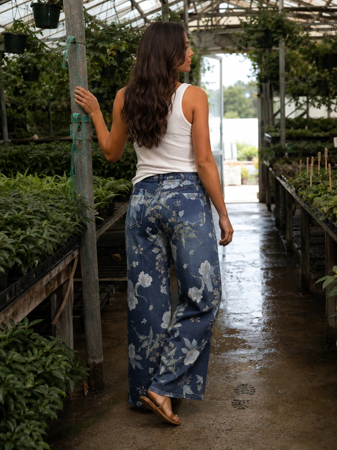 Sorrento Floral Print Wide-Leg Jeans