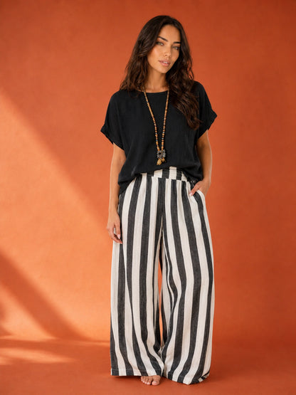 Hyannis Wide-Leg Two-Piece Striped Set