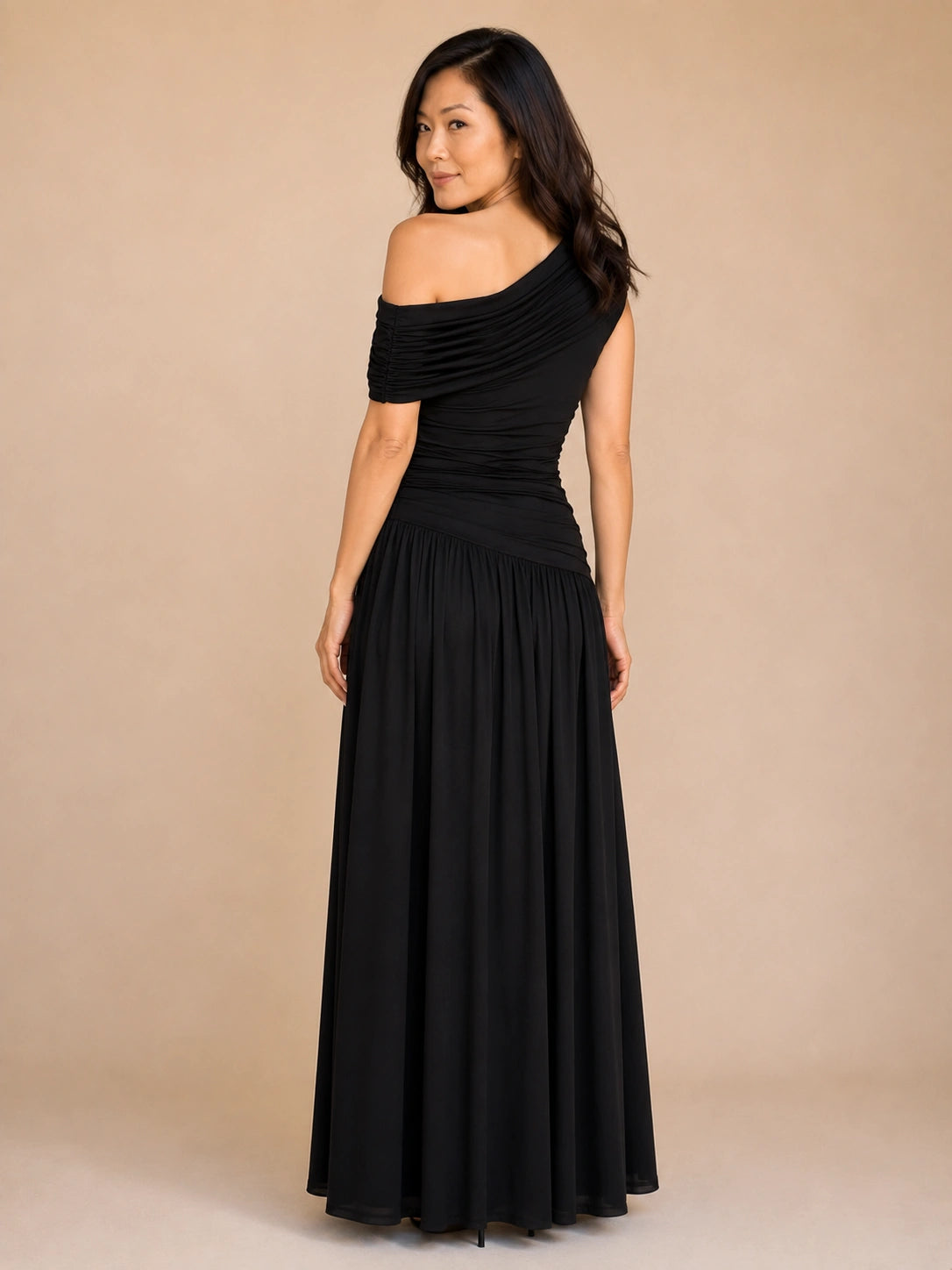 Deauville Ruched One-Shoulder Maxi Dress