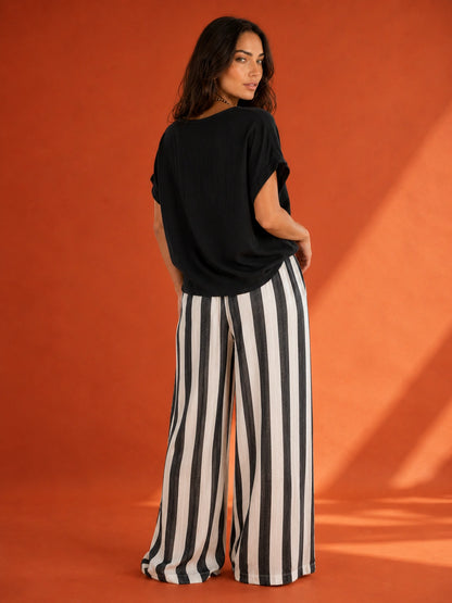 Hyannis Wide-Leg Two-Piece Striped Set