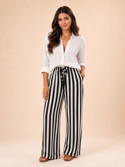 Vernazza Striped Wide-Leg Palazzo Pants