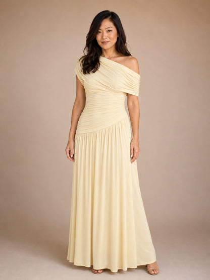 Deauville Ruched One-Shoulder Maxi Dress