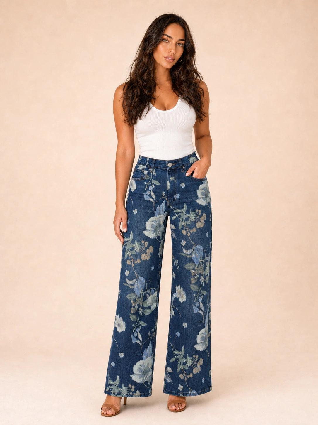 Sorrento Floral Print Wide-Leg Jeans