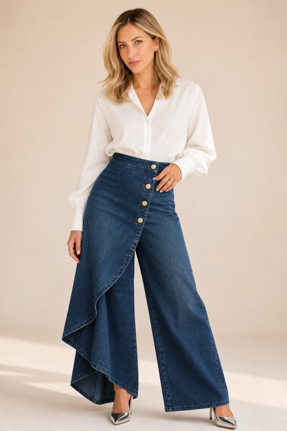 Sausalito Wrap-Front Wide Leg Jeans