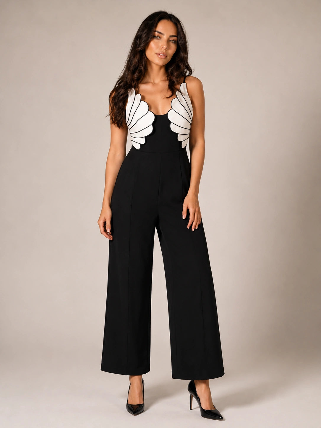Cassis Colorblock Wide-Leg Shell Jumpsuit