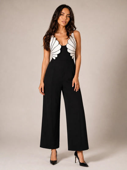 Cassis Colorblock Wide-Leg Shell Jumpsuit