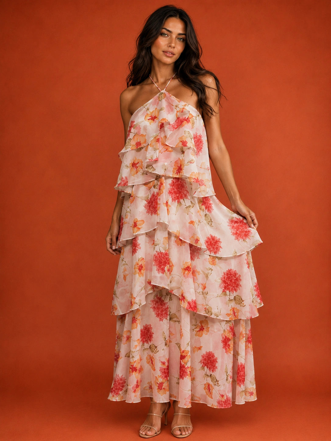 Rosemary Halter Tiered Maxi Dress
