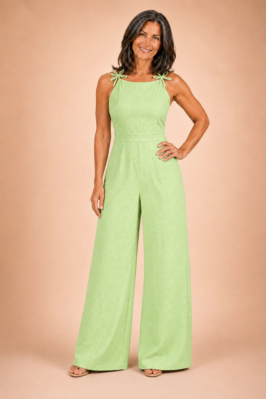 Ravello Wide-Leg Jacquard Floral Jumpsuit