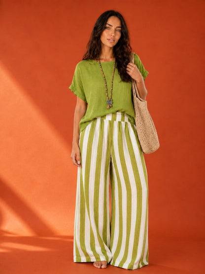Hyannis Wide-Leg Two-Piece Striped Set