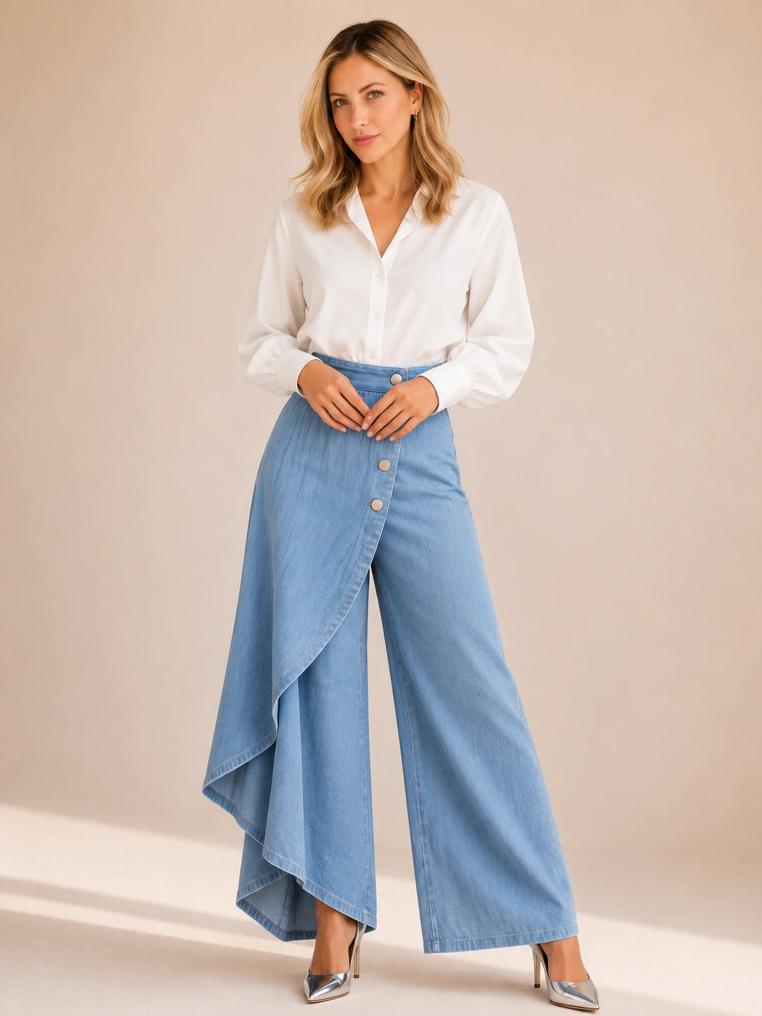 Sausalito Wrap-Front Wide Leg Jeans
