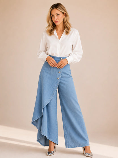 Sausalito Wrap-Front Wide Leg Jeans