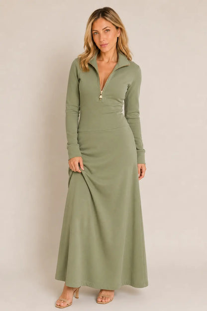 Newport Quarter-Zip Maxi Dress