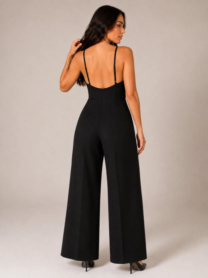 Cassis Colorblock Wide-Leg Shell Jumpsuit