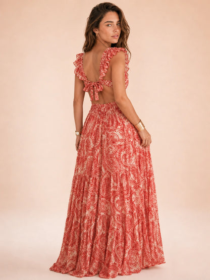 Sayulita Ring-Buckle Cutout Maxi Dress