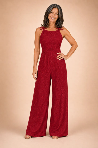 Ravello Wide-Leg Jacquard Floral Jumpsuit