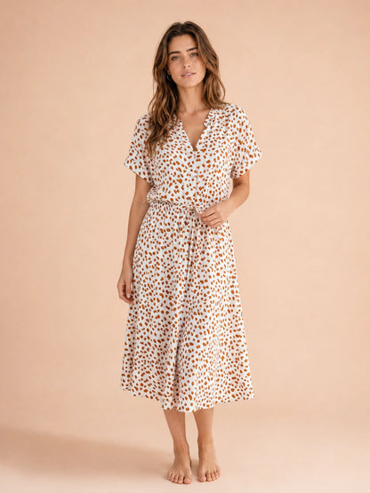 Cambria Dot Short-Sleeve Shirt Dress