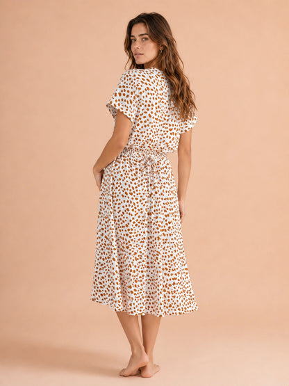 Cambria Dot Short-Sleeve Shirt Dress