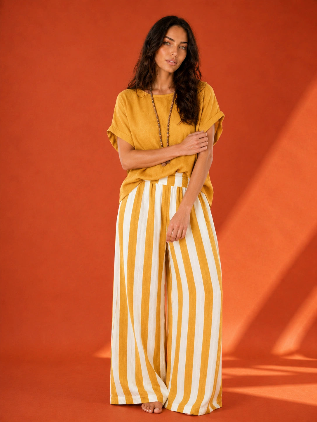 Hyannis Wide-Leg Two-Piece Striped Set